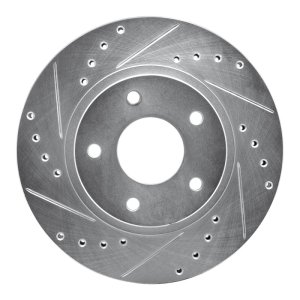 Infiniti I30 Brake Rotor (1) - Front Left - R1 Concepts - Drilled & Slotted - Silver - `99-`01